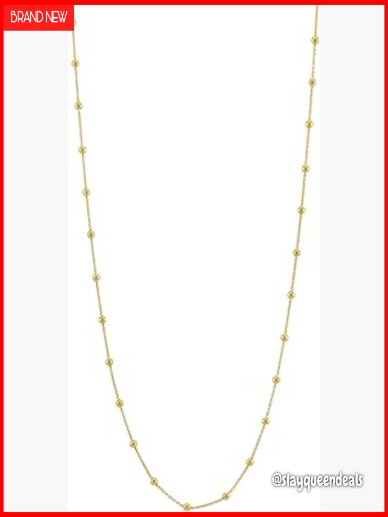 Gold Tone Pearl Station Chain Necklace 18 Inch Cable Chain Lobster Clasp Elegant